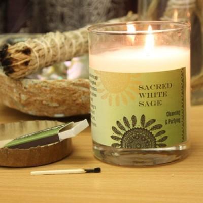 Sacred White Sage Glass Candle