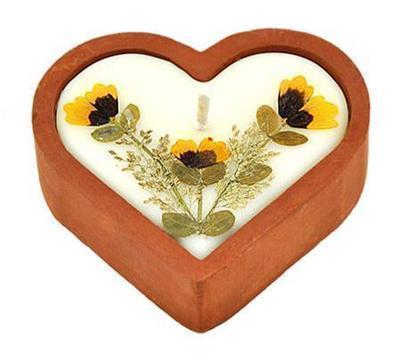 Scented Terra Cotta 3.5 inch Heart Candle